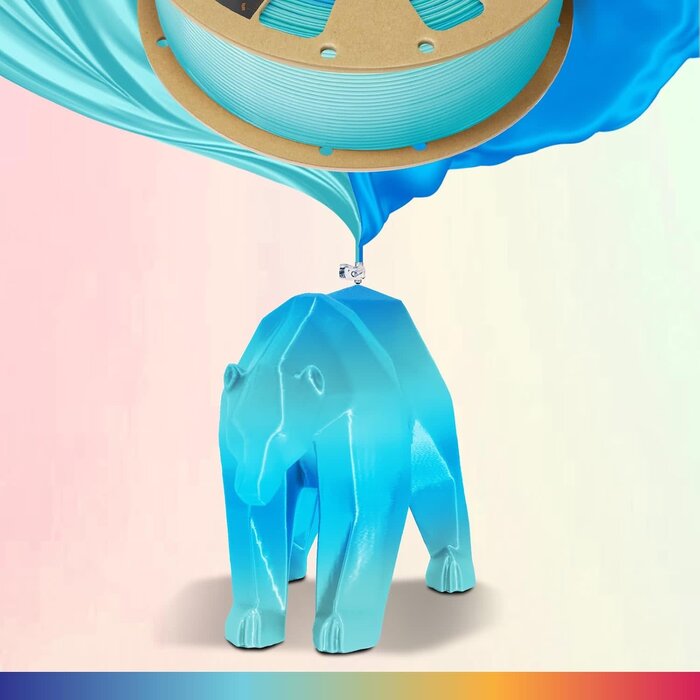 OVPLA-SLK-GLCR-FLSH - OVERTURE Silk PLA Rainbow Filament 1.75mm, Bi-Color Shiny PLA Finish, Smooth & Glossy, 1kg Spool (2.2lbs), Ideal for Cosplay Jewelry & Home Decor (Silk Glacier Flash)