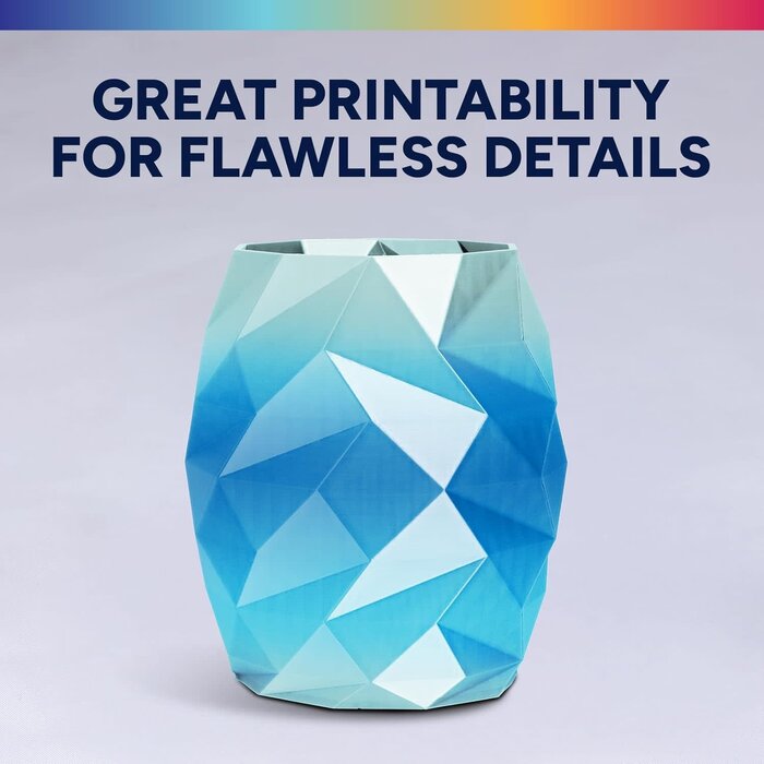 OVPLA-SLK-GLCR-FLSH - OVERTURE Silk PLA Rainbow Filament 1.75mm, Bi-Color Shiny PLA Finish, Smooth & Glossy, 1kg Spool (2.2lbs), Ideal for Cosplay Jewelry & Home Decor (Silk Glacier Flash)