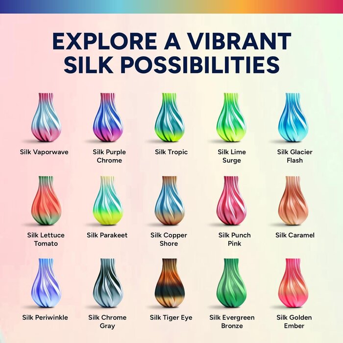 OVPLA-SLK-GLCR-FLSH - OVERTURE Silk Glacier Flash PLA Rainbow Filament 1.75mm, Bi-Color Shiny PLA Finish, Smooth & Glossy, 1kg Spool (2.2lbs), Ideal for Cosplay Jewelry & Home Decor (Silk Glacier Flash)