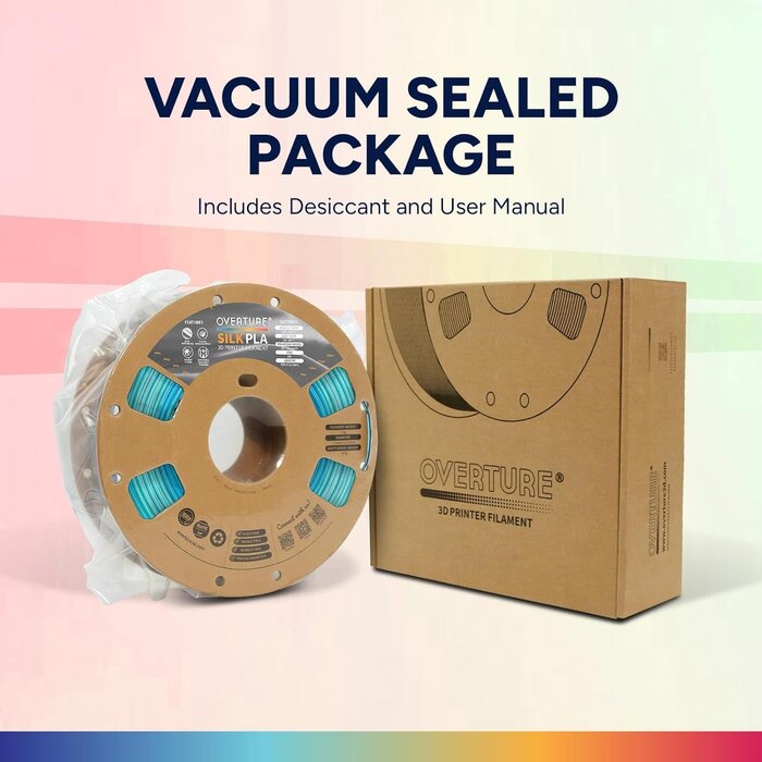 OVPLA-SLK-GLCR-FLSH - OVERTURE Silk PLA Rainbow Filament 1.75mm, Bi-Color Shiny PLA Finish, Smooth & Glossy, 1kg Spool (2.2lbs), Ideal for Cosplay Jewelry & Home Decor (Silk Glacier Flash)