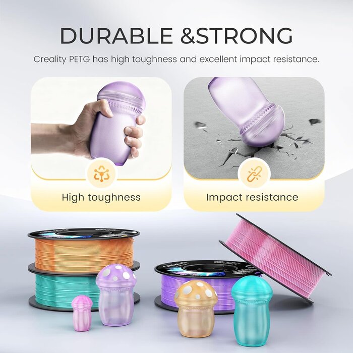 Creality CR-PETG-TRNSPNT- PRPL - CREALITY PETG Filament 1.75mm 3D Printer Filament, 1kg (2.2lb) Neatly Wound Spool, Dimensional Accuracy ±0.03mm, Fit for Ender, Bambu Lab, ELEGOO FDM Printers, Translucent Purple