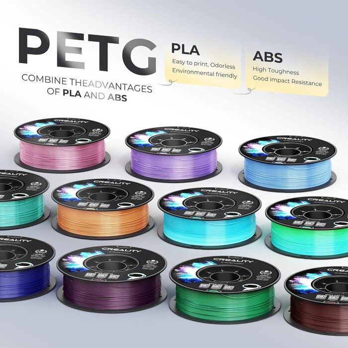 Creality CR-PETG-TRNSPNT-BLU - CREALITY Translucent Light Blue PETG Filament 1.75mm 3D Printer Filament, 1kg (2.2lb) Neatly Wound Spool, Dimensional Accuracy ±0.03mm, Fit for Ender, Bambu Lab, ELEGOO FDM Printers