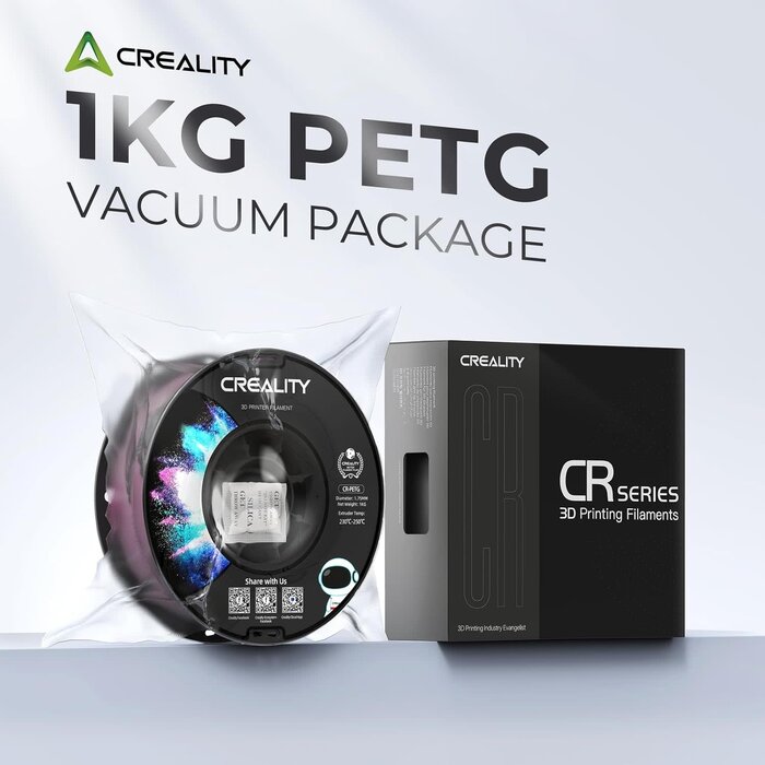Creality CR-PETG-TRNSPNT-BLU - CREALITY Translucent Light Blue PETG Filament 1.75mm 3D Printer Filament, 1kg (2.2lb) Neatly Wound Spool, Dimensional Accuracy ±0.03mm, Fit for Ender, Bambu Lab, ELEGOO FDM Printers
