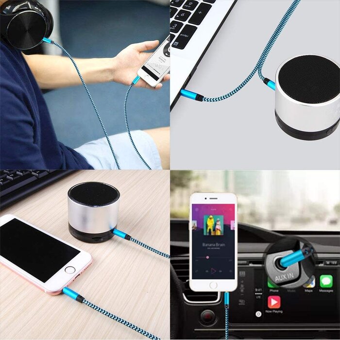 AILKIN-AUX-5FT - AILKIN 5ft AUX Cord for Car, 3.5mm Auxiliary Audio Cable, Braided Stereo AUX Chords Compatible Headphone Car, iPhone, iPod, iPad, Samsung Galaxy, HTC, LG, Google Pixel, Tablet & More