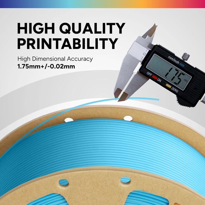 OVPLA-LT-BLU - OVERTURE PLA Filament 1.75mm, Neatly Wound 3D Printer Filament 1kg Spool (2.2lbs), Dimensional Accuracy +/- 0.02 mm, Fit Most FDM 3D Printers (Light Blue)