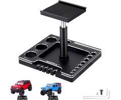 STAND-1/18/24-BLK/SLVR - Hobbypark 1/18 1/24 RC Crawler Work Stand 360 Degree Rotation Lift Or Lower RC Car Repair Workstation for TRX4M TRX4MT Axial SCX24 AX24 FCX24 Tools (Unassembled) (Black-Silver)