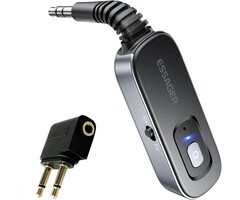 KROMEN 5689-RECEIVER - ESSAGER Bluetooth Receiver for Car, Noise Cancelling 3.5mm AUX Bluetooth Car Adapter, Wireless Audio Receiver Transmitter for Home Stereo/Wired Headphones Airplane, Gray