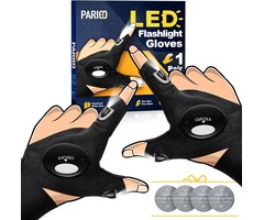 LED-GLVS - Parigo Waterproof  LED Flashlight Gloves, One Size Fits Most, Stretchy for Large Hands