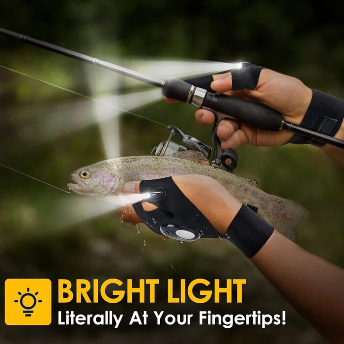 LED-GLVS - Parigo Waterproof  LED Flashlight Gloves, One Size Fits Most, Stretchy for Large Hands