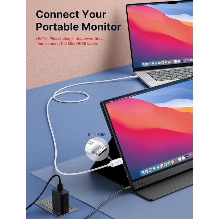 MINI-HDMI2USB-C-3FT - JSAUX USB-C to Mini HDMI Cable 3FT (NOT HDMI), High Speed 4K Type C to Mini HDMI (4K@30Hz/2K@60Hz/1080P) Uni-Directional Cord Compatible with Portable Monitor, Steam Deck, Laptop, Phone, MacBook, iPad