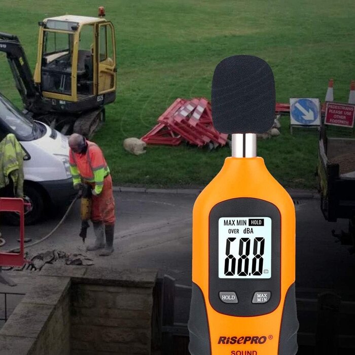 HT-80A - RISEPRO® Decibel Meter, Digital Sound Level Meter 30 – 130 dB Audio Noise Measure Device Backlight MAX/MIN, Data Hold Auto Power Off Dual Ranges HT-80A