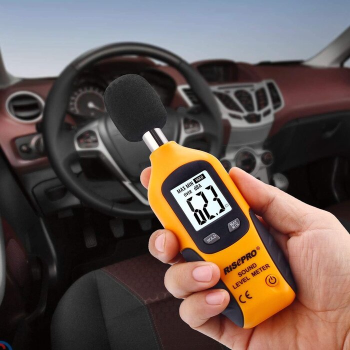 HT-80A - RISEPRO® Decibel Meter, Digital Sound Level Meter 30 – 130 dB Audio Noise Measure Device Backlight MAX/MIN, Data Hold Auto Power Off Dual Ranges HT-80A