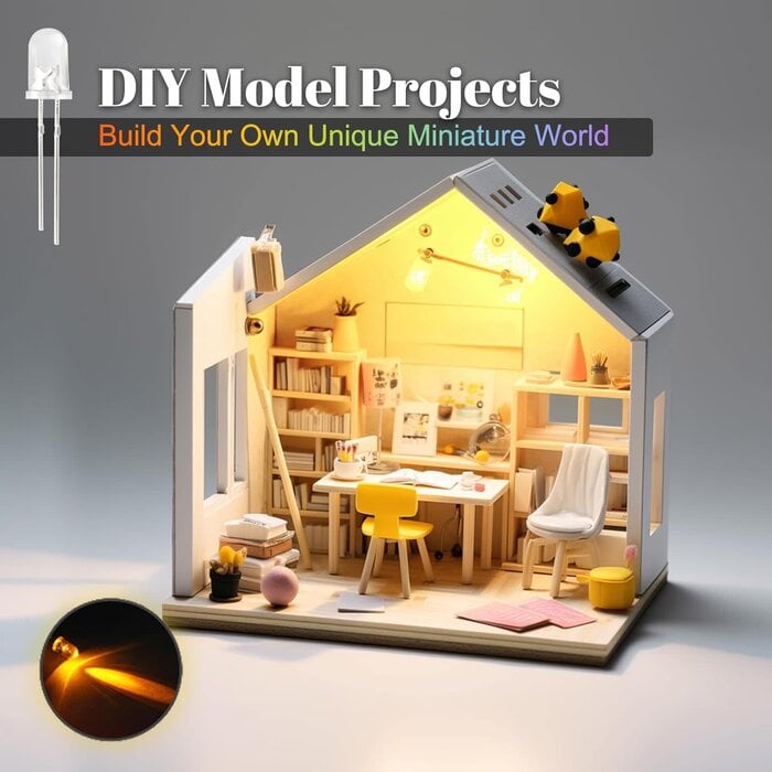 450pcs (5 Colors x 90pcs) 5mm LED Light Emitting Diode Round Assorted Color White/Red/Yellow/Green/Blue Kit Box