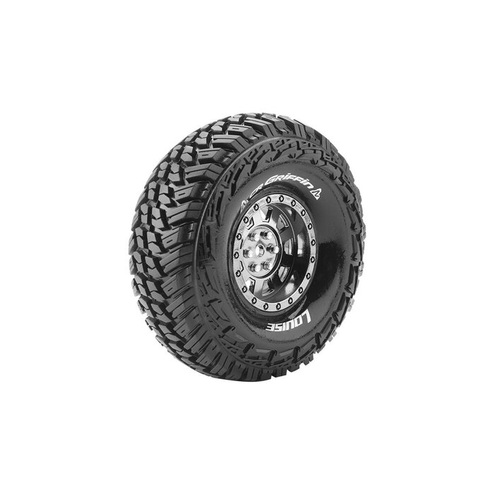 LOULT3230VBC - CR-Griffin 1/10 1.9" Crawler Tires, 12mm Hex Mounted on Black Chrome Rim, Super Soft, Front/Rear (2)