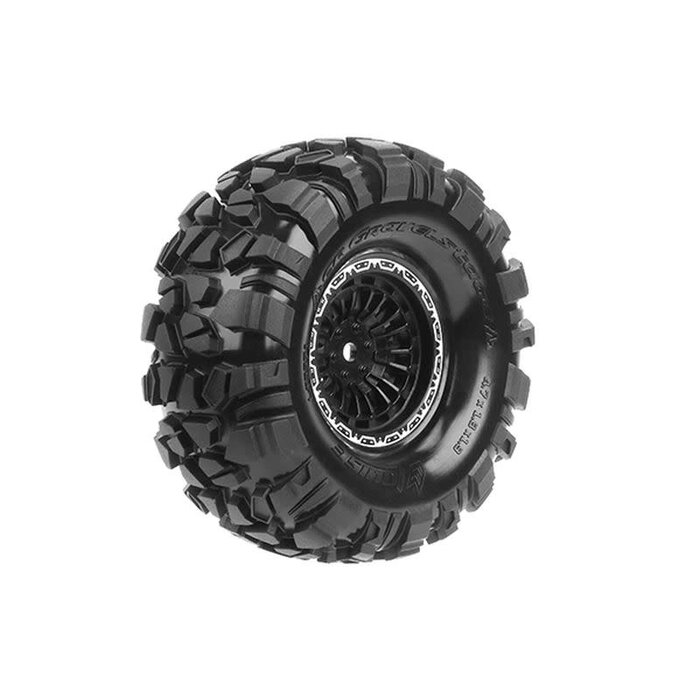 LOULT3371VB - CR-Gravelstage 1/10 1.9" Crawler Tires, Super Soft, 12mm Hex, Mounted on Black Rims, (2)