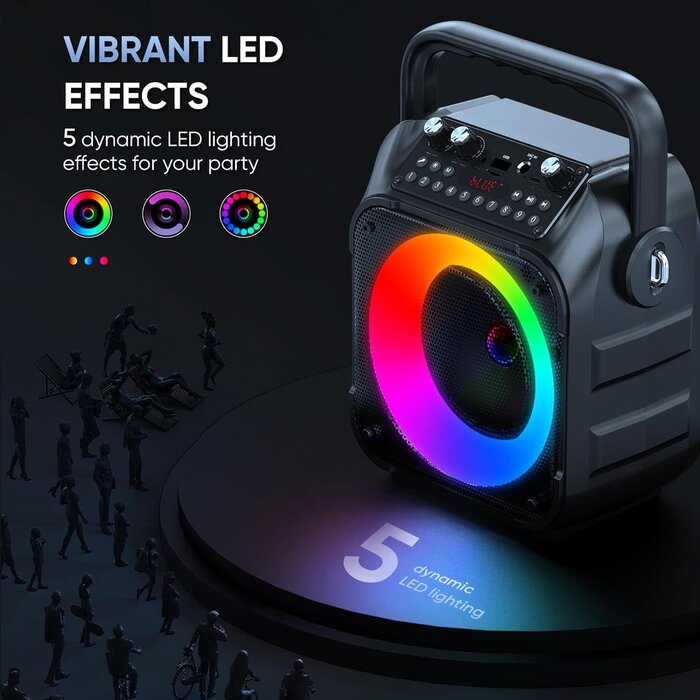 K9-M - CYY Karaoke Machine, Portable Bluetooth Speaker with 2 Wireless Microphones for Adults & Kids with Lights, Karaoke Microphone with PA System Supports USB/TF/FM/AUX for Home Party Home System Packages