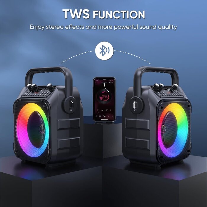K9-M - CYY Karaoke Machine, Portable Bluetooth Speaker with 2 Wireless Microphones for Adults & Kids with Lights, Karaoke Microphone with PA System Supports USB/TF/FM/AUX for Home Party Home System Packages