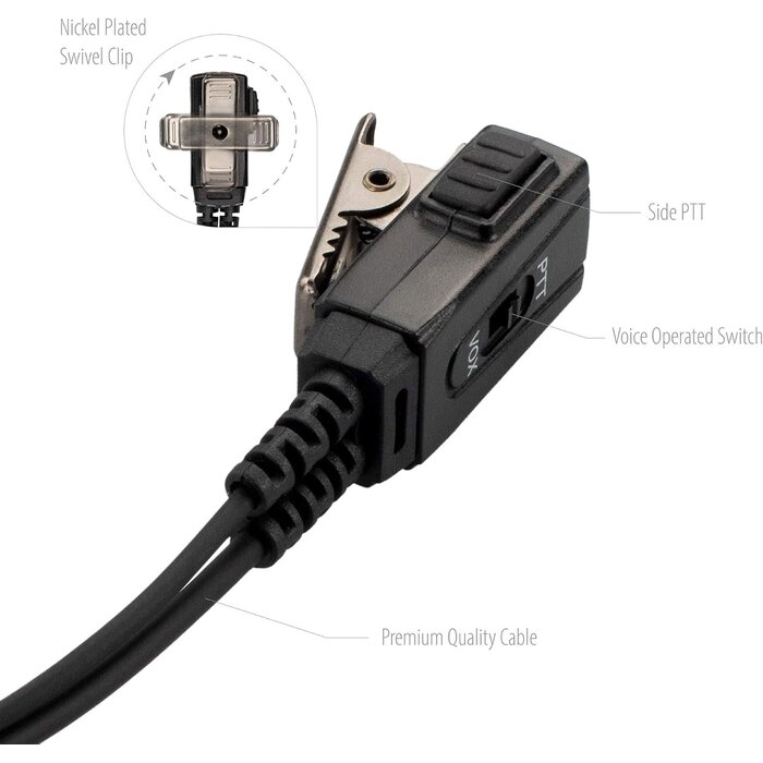 ASK2425-M3 - Arrowmax 1-Wire Clear Coil Surveillance Kit Earphone Compatible with Rocky Talkie Expedition Radio Motorola M5 Plug GP328 Plus PRO5150 Elite