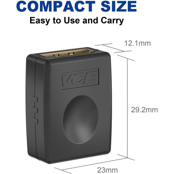 HDMI-COUPLER - VCE HDMI Coupler, HDMI Female to Female Connector Adapter 3D 4K 1080P HDMI Cable Extender Compatible with Roku TV Stick Chromecast, Switch, Xbox One, PS4 PS3, PC and More