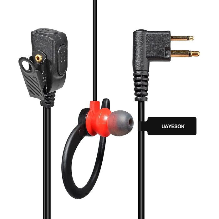 UAYESOK 2WAY-EAR+MIC - UAYESOK 2 Pin Earpiece for Motorola CP200 CP200D DTR550 DTR650 RDU2020 RDU4100 RDU4160D Walkie Talkie D Shape Surveillance Kit Two Way Radio Headset