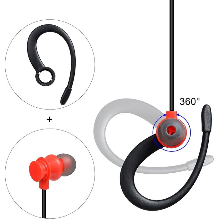 UAYESOK 2WAY-EAR+MIC - UAYESOK 2 Pin Earpiece for Motorola CP200 CP200D DTR550 DTR650 RDU2020 RDU4100 RDU4160D Walkie Talkie D Shape Surveillance Kit Two Way Radio Headset