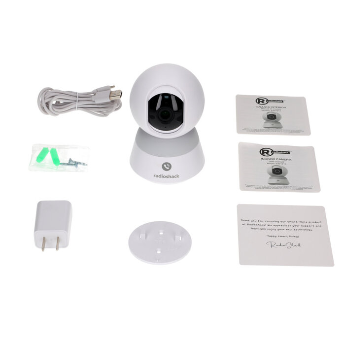 6301913 - RadioShack Indoor Camera - 3MP HD, 360° Panoramic View, Night Vision up to 32 ft, Alexa & Google Compatible, Motion Tracking & Two-Way Audio