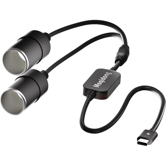 Moqidong 902-6 - Moqidong USB-C to Cigarette Lighter Adapter 36W: PD3.0 2-Socket USB C to 12V Adapter 3A Type C Male to Cigarette Lighter Female Dual Socket, 1.3ft