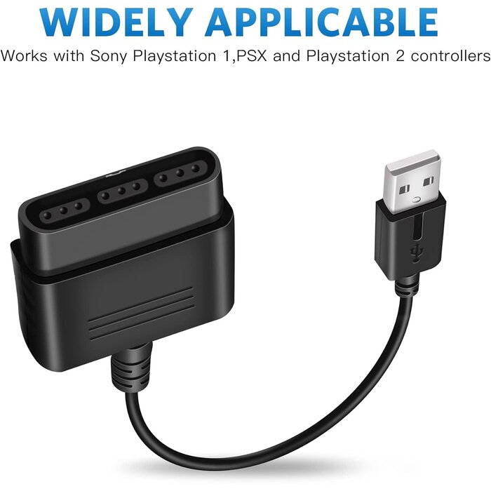 PS1/2-PS3/PC - Xahpower PS2 Controller to USB-A Adapter Converter Cable, Compatible with Sony PS1/PS2 Controller Gamepad to PS3/PC Controller