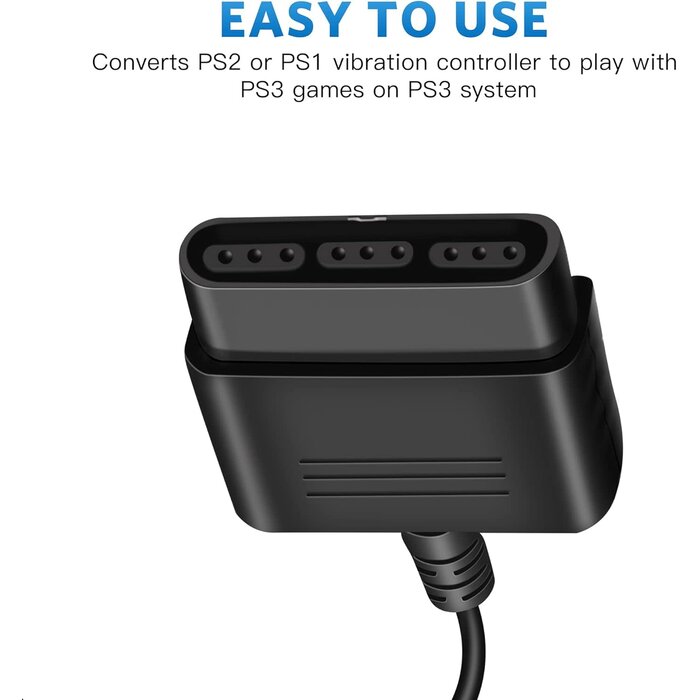 PS1/2-PS3/PC - Xahpower PS2 Controller to USB-A Adapter Converter Cable, Compatible with Sony PS1/PS2 Controller Gamepad to PS3/PC Controller