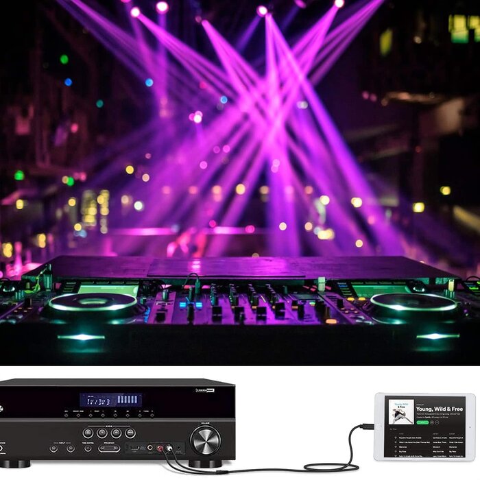 RCA2LIGHT-6FT - WorldBoyu Lightning to RCA Cable Audio Aux Adapter, Stereo Y Splitter Adapter for Select iPhone, iPad and iPod Models for Power Amplifier, Car, Home Theater, Speaker and More Silver 6FT