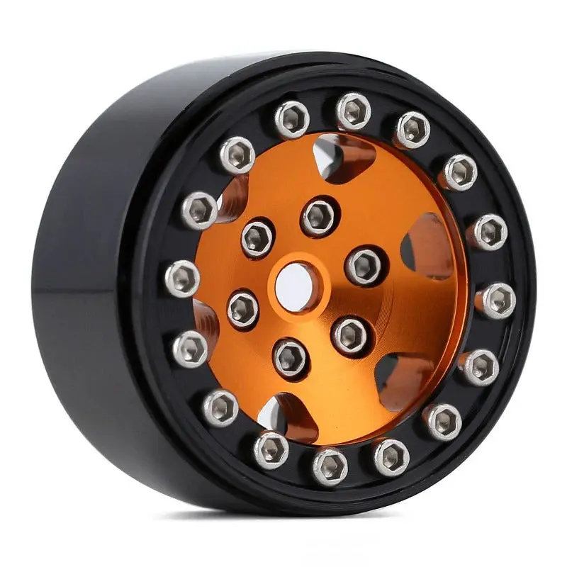 INJORA SCX24-26GD - INJORA 1.0" 6-Spokes Wheels for Micro Crawlers, Gold/Orange