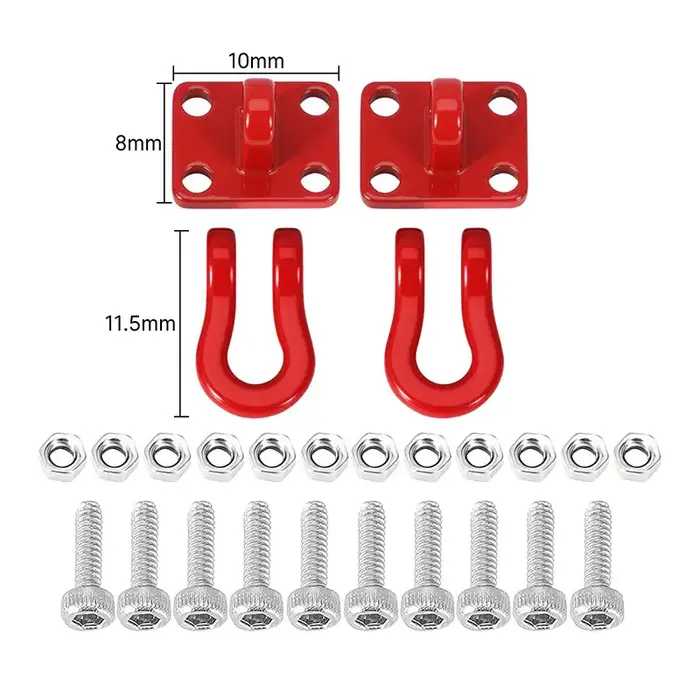 INJORA INA-125 - INJORA Metal Tow Hook for 1/24 1/18 RC Crawlers, Red