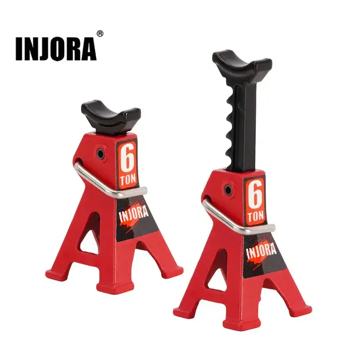 INJORA INA-87RD - INJORA 2PCS Mini Adjustable Metal Jack Stands Tool for 1/18 1/24 RC Crawlers