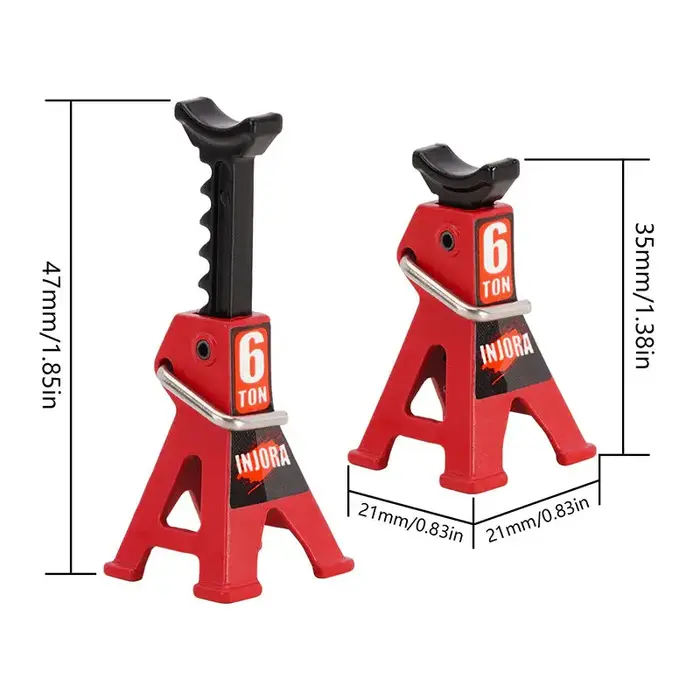 INJORA INA-87RD - INJORA 2PCS Mini Adjustable Metal Jack Stands Tool for 1/18 1/24 RC Crawlers