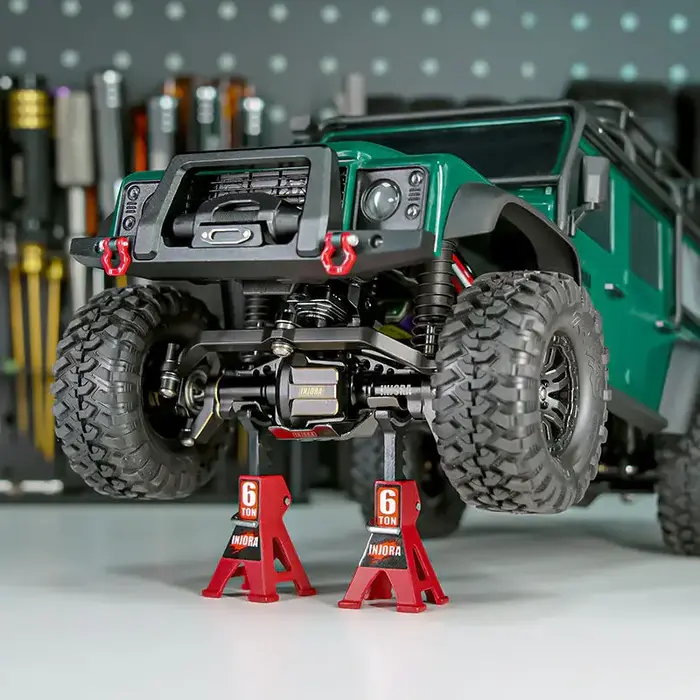 INJORA INA-87RD - INJORA 2PCS Mini Adjustable Metal Jack Stands Tool for 1/18 1/24 RC Crawlers