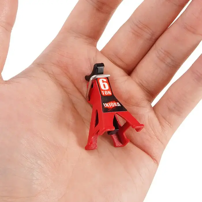 INJORA INA-87RD - INJORA 2PCS Mini Adjustable Metal Jack Stands Tool for 1/18 1/24 RC Crawlers