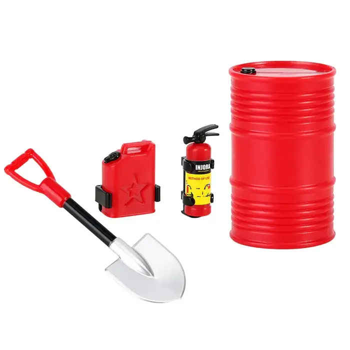 INJORA SCX24-88A - INJORA Mini Fuel Tank Fire Extinguisher Shovel Oil Drum Scale Accessories for 1/24 1/18 RC Crawlers