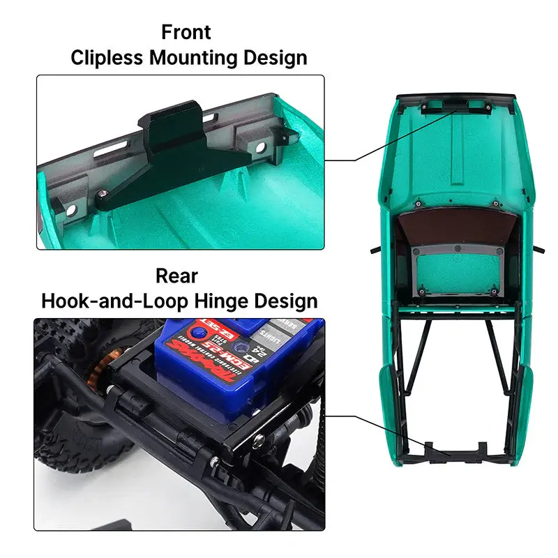 INJORA IR60-GN - INJORA IR60 Body for 1/18 TRX4M Defender Bronco, Green