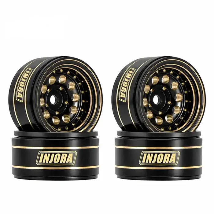 INJORA YQW-1008 - INJORA 1.0" 39g/pcs Brass -2.65mm Offset Wheels for Micro Crawlers (W1008), Black