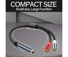 24083 - JSADZKJ 6.35mm Stereo to 2 RCA Audio Cable 1/4 Inch Female to Dual RCA Male Audio Y Splitter Cable 1/4 inch TRS Jack to 2 RCA Plug Connector Wire Cord for Amplifier Microphone 30CM