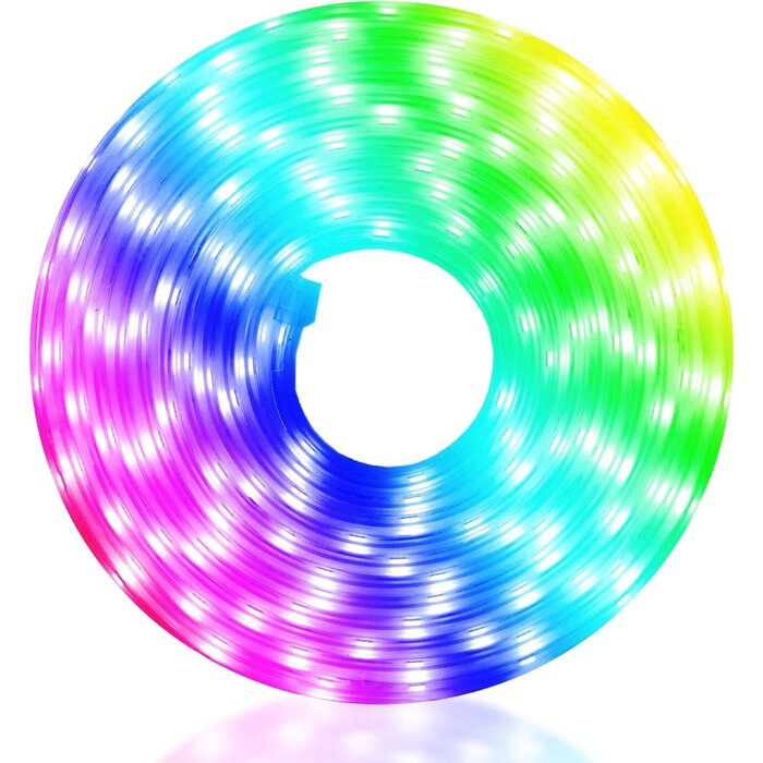 Monster MLB7-1037-RGB - Monster 16ft Multi-Color Multi-White Indoor/Outdoor LED Light Strip with Included IR Remote, Color Changing Modes and Mounting Clips - 16.4ft(5m)