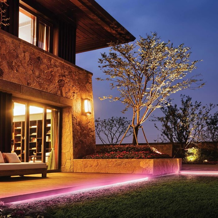 Monster MLB7-1037-RGB - Monster 16ft Multi-Color Multi-White Indoor/Outdoor LED Light Strip with Included IR Remote, Color Changing Modes and Mounting Clips - 16.4ft(5m)