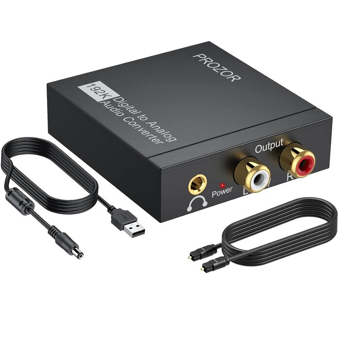 DIGI2ANA-AUD-CNVT - PROZOR 192KHz Digital to Analog Audio Converter, DAC Optical to Analog L/R RCA 3.5mm Converter, Digital SPDIF Toslink Optical to 3.5mm Jack Adapter for PS3 HD DVD PS4 Amp Apple TV Home Cinema