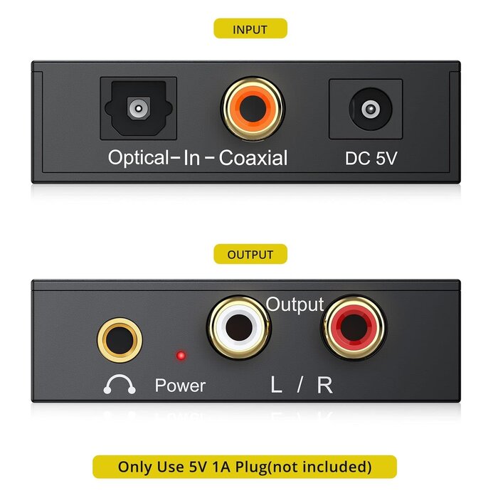 DIGI2ANA-AUD-CNVT - PROZOR 192KHz Digital to Analog Audio Converter, DAC Optical to Analog L/R RCA 3.5mm Converter, Digital SPDIF Toslink Optical to 3.5mm Jack Adapter for PS3 HD DVD PS4 Amp Apple TV Home Cinema