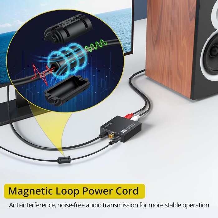 DIGI2ANA-AUD-CNVT - PROZOR 192KHz Digital to Analog Audio Converter, DAC Optical to Analog L/R RCA 3.5mm Converter, Digital SPDIF Toslink Optical to 3.5mm Jack Adapter for PS3 HD DVD PS4 Amp Apple TV Home Cinema