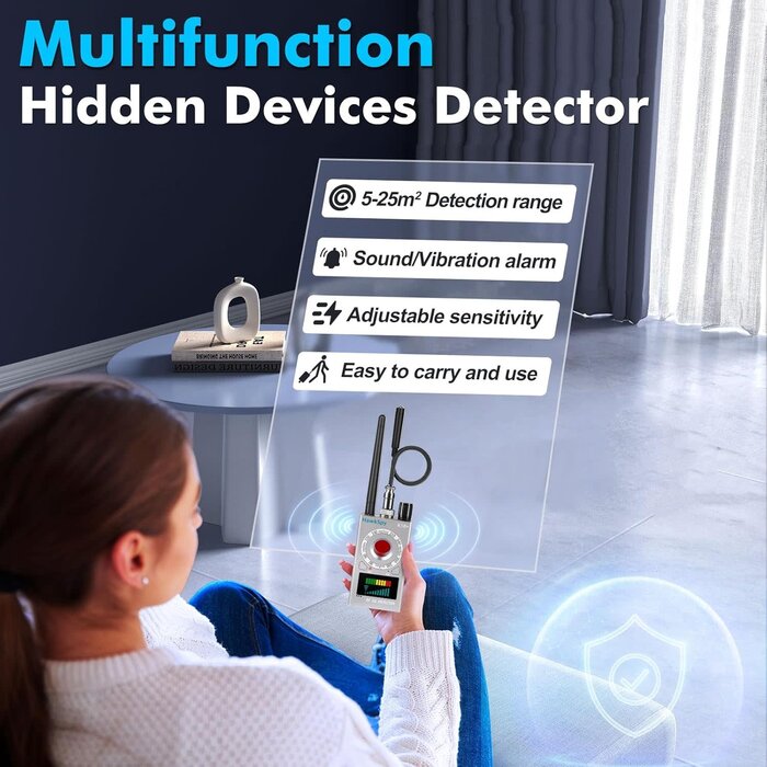 Hidden Camera Detectors Anti Spy Detector Devices Bug Detector, Privacy Protector, GPS Tracker Wireless Signa Anti-Sneak Anti-Monitoring Scan Black