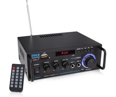 PDA29BU.5 - Pyle 200W Stereo Power Amplifier with Bluetooth - Dual Channel Audio Receiver - LED Display - RCA - USB - SD - MIC IN - FM Radio - AUX Input - Perfect for Home & Computer Audio