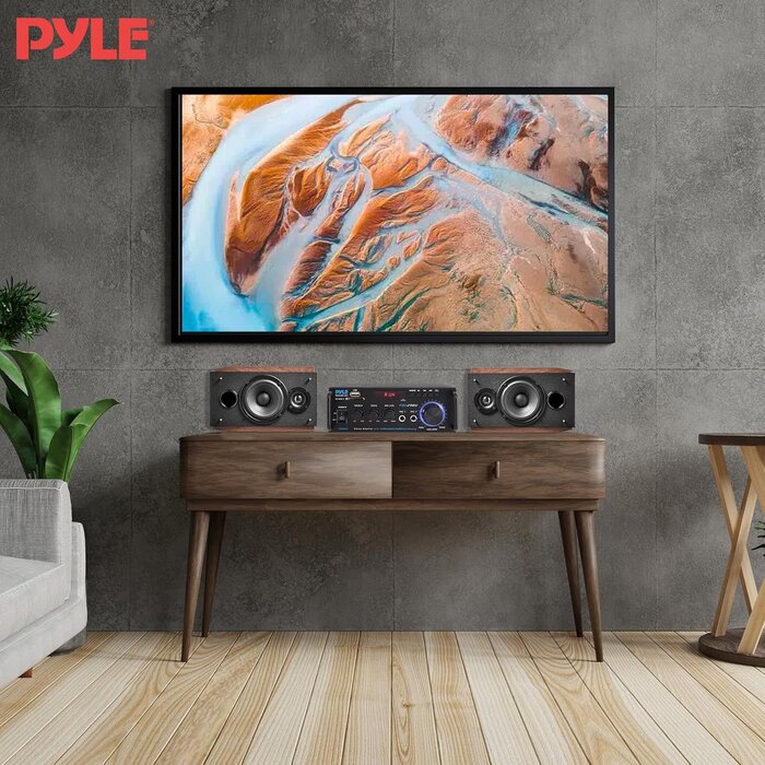 PDA29BU.5 - Pyle 200W Stereo Power Amplifier with Bluetooth - Dual Channel Audio Receiver - LED Display - RCA - USB - SD - MIC IN - FM Radio - AUX Input - Perfect for Home & Computer Audio