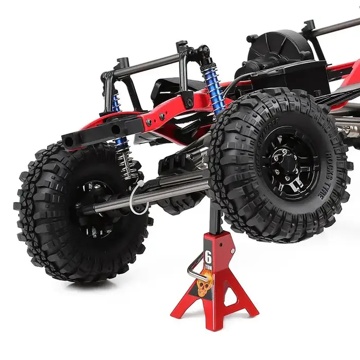 INJORA CRAW18323_6TRD - INJORA 2pcs Metal Height Adjustable Jack Repair Stand for 1/10 RC Crawler, Red