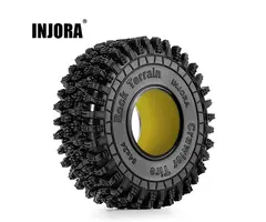 INJORA YQT-1011-1064YE - INJORA 1.0" 64x24mm Tires & Silicone Rubber Inserts Combo (4), Yellow